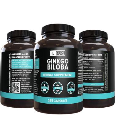 PURE ORIGINAL INGREDIENTS Ginkgo Biloba (365 Capsules) No Magnesium Or Rice Fillers Always Pure Lab Verified 365 Count (Pack of 1) - Buy Online on GoSupps.com