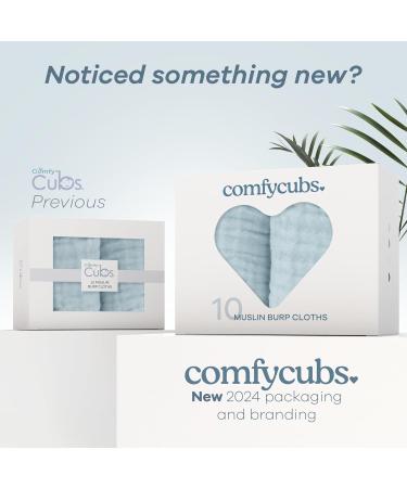 Comfy Cubs Muslin Spitting Towels Set | 100% Cotton 6-Layer Extra Absorbent Hand Washcloths - Pack of 10 - Buy Online on GoSupps.com