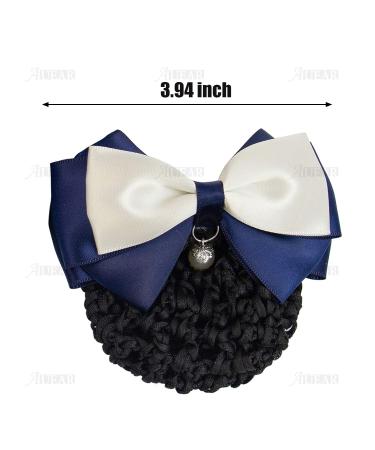 AUEAR Satin Hair Bow Clip Set with Snood Net Barrette - 4 Pcs Hairnets for Women - Buy Online on GoSupps.com