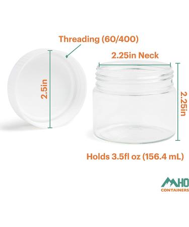 MHO Clear Refillable PET Containers with White Screw-On Lid, BPA/Paraben Free - 3.5 fl oz (104mL) - Set of 12 - Buy Online on GoSupps.com