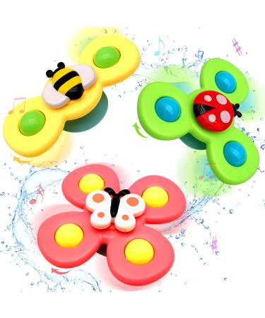 Suction Cup Spinner Toys for 2 3 Year Old Girl Boy Gift, Sensory Toys Learning Toys for Toddlers, Baby Bath Toys for Babies 18+ Months, Baby Gifts Idea (3 Pcs) Bee