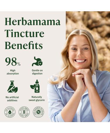 HERBAMAMA Ginger Drops - Vegan Digestive Support & Overall Well-Being with Ginger Root Extract Tincture - Non-GMO, Alcohol & Sugar-Free Liquid Antioxidant Supplement, 56-Day Supply 4 Fl Oz (Pack of 1) - Buy Online on GoSupps.com