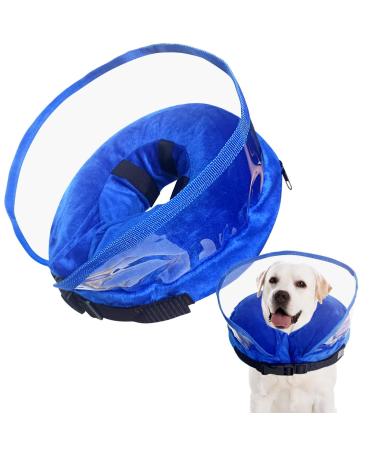 WinMany inflatable collar for dogs cat protective cone recovery collar after operations neutrating adjustable pet donut collapse with conductor prevent and scratch (blue s) blue s