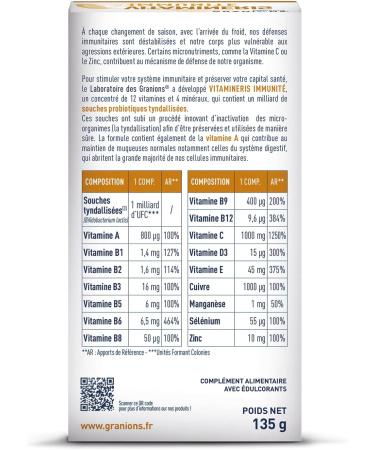 Vitamin C 1000mg + Probiotics 1 Billion Strains + 16 Vitamins and Minerals - 30 Effervescent Tablets Helps Immune Defenses Reduce Fatigue GRANIONS Immunity 1000mg - Buy Online on GoSupps.com