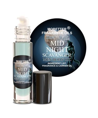 MOBETTER FRAGRANCE OILS Dire Wolf Midnight Scavanger Men Body Oil 0.33 Oz Roll On Glass Bottle Long Lasting Travel Size