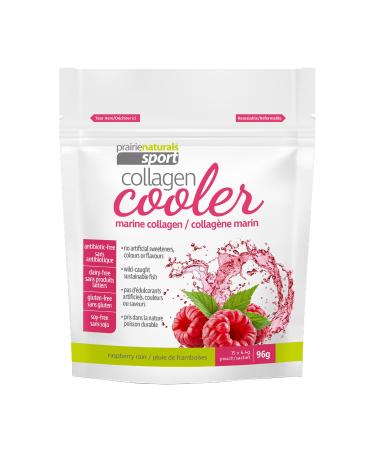 Prairie Naturals Marine Collagen Cooler Raspberry Rain Flavour 6.4g x 15 packs. Antibiotic free dairy free gluten free soy free no artificial sweeteners wild-caught sustainable fish.
