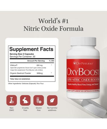 OxyBoost Nitric Oxide Supplement for Men & Women - Supports Circulation Heart Health Energy Mental Clarity & Blood Flow - Natural Formula with Vinitrox - 180 Capsules (Pack of 3) 60 Count (Pack of 3) - Buy Online on GoSupps.com