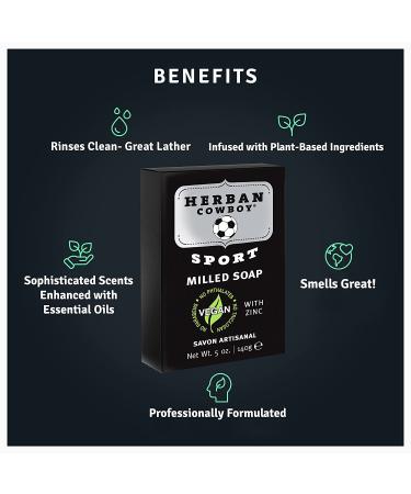 Herban Cowboy Milled Soap Sport 5 oz - Natural, Vegan & Refreshing Clean - Buy Online on GoSupps.com