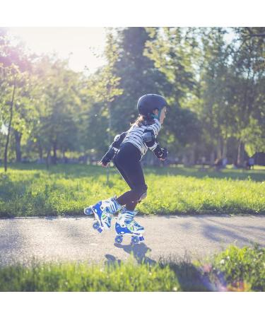 Kids Roller Skates for Girls and Boys | 4 Size Adjustable | Light Up Wheels | Blue Medium-Youth (3Y-6Y US) - Buy Online on GoSupps.com