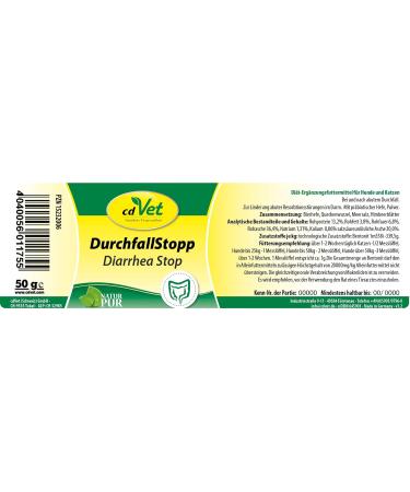 CDVET Natural Products Diarrhea 50g - Dietary Supplement for Dogs & Cats - Supports Intestinal Health Binds Toxins & Forms Protective Barrier - Buy Online on GoSupps.com