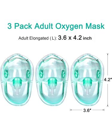 Adult Oxygen Mask with 6.6' Tubing & Adjustable Strap - Size L Green (3 Pack) - Buy Online on GoSupps.com