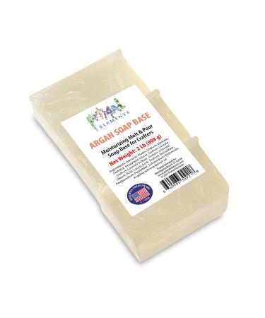 Primal Elements Argan Oil Soap Base - Moisturizing Melt and Pour Glycerin Soap Base for Crafting and Soap Making, Vegan, Cruelty Free, Easy to Cut - 2 Pound