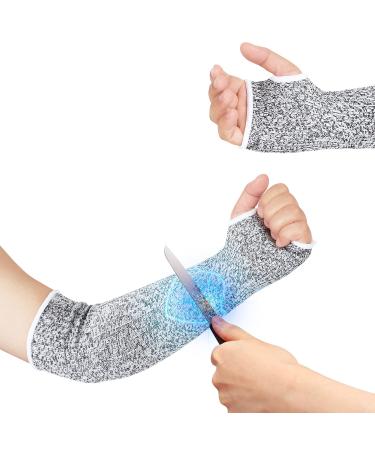 IMENORY Cut Resistant Sleeves, Arm Protectors for Thin Skin and Bruising, Upgrade Work Cooking Gardening Forearm Sleeves with Thumb Hole Arm Guards for Men Women Garden Kitchen Yard Work 1 Pair 03-(with Thumb Hole)-grey-xl