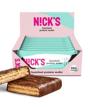 Nicks protein wafer bar hazelnut |25% protein |203 calories |Low carb protein bar chocolate snacks without added sugar gluten -free (9 protein bar x 40g) hazelnut 40 g (9 Pack)