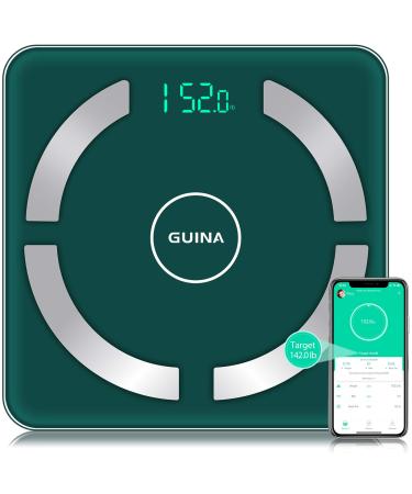 Guina Bluetooth Body Fat Weight Scale Smart Digital Bathroom Scales Body Composition Monitor Health Analyzer with Free APP for Body Weight,Fat,BMI and More(Green)