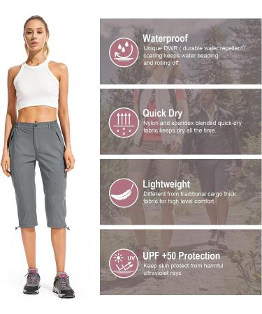 Linlon Women's Quick Dry Cargo Shorts - Outdoor Capri Long Shorts for Hiking & Travel (Size 8, Grey) - Buy Online on GoSupps.com