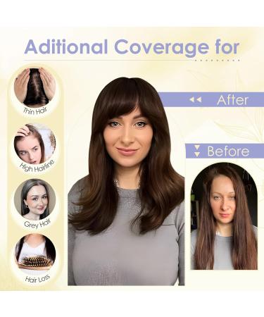 TESS Human Hair Toppers with Fringe Pony Clip in Hair Toppers for Thinning Hair Women Real Hair Mono Base Toupee Hair Topper for Women Human Hair 14 Inch #04 Medium Brown 14 Inch Medium Brown - Buy Online on GoSupps.com