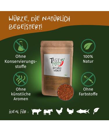 Jeske Sports Supplies Tasty Pott Organic wild herbs spice mix wild herbs herbs aromatic goulash wild meat wild spice mix spices spice jar 100 g - Buy Online on GoSupps.com