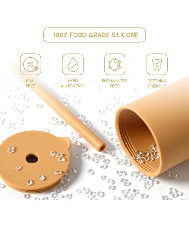 JOYIT Baby Open Cup 6 oz | Training Straw Cup for Independent Drinking | Promotes Fine Motor Skills | Nonspill Lid & Silicone Straw (Mustard) - Buy Online on GoSupps.com
