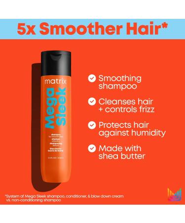 Matrix Mega Sleek Shampoo and Conditioner Set - Controls Frizz, Smooth & Shiny Hair - Shea Butter - Dry, Damaged Hair - 10.1 Fl Oz - Buy Online on GoSupps.com