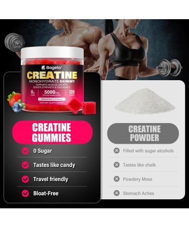 Buy Sugar-Free Creatine Monohydrate Gummies 5000mg - 120 Count for Enhanced Muscle Growth & Recovery | Mixed Berry Flavor | International Shipping - Buy Online on GoSupps.com