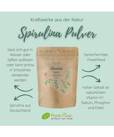 Premium Raw Vegan Spirulina Powder 250g - German Algae Superfood for Smoothies & Health | Pureeraw - Buy Online on GoSupps.com