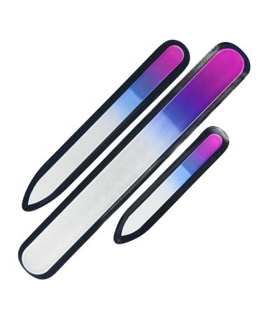 Uraqt 3 pieces of glass nail file glass files nail file double -sided nail files set for nail f noble sanded (3 sizes) Three sizes