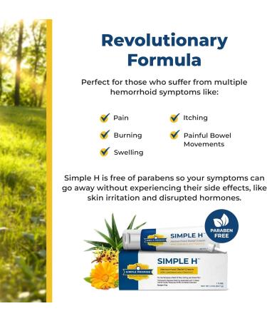 Simple Promise Hemorrhoid Cream Fast-Absorbing Relief with 28 Natural Ingredients Paraben-Free 2 oz | Comfort & Soothing Formula for International Shipping - Buy Online on GoSupps.com