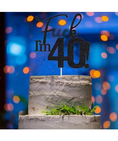 VIKY 40th Birthday Cake Topper | Glittery Kuchendeko for Men | Black 40th Birthday Party Decoration | Celebrate in Style - Buy Online on GoSupps.com