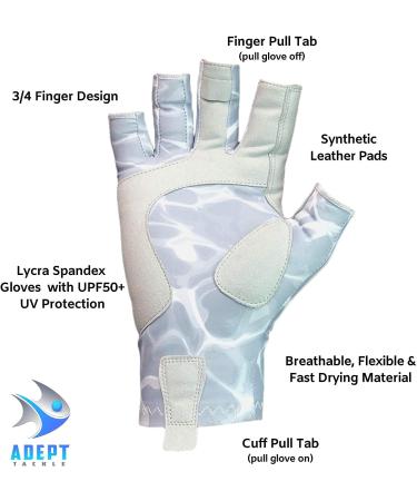 Adept Tackle UPF 50+ Fingerless Fishing Gloves with Neck Gaiter - Medium Clear Water - Buy Online on GoSupps.com