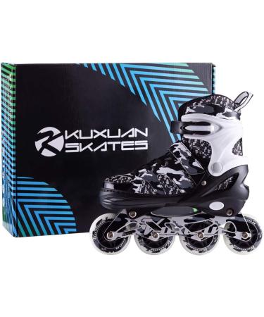 Kuxuan Adjustable Inline Skates for Kids with Light Up Wheels - Camo Roller Blades for Boys and Girls - Size Kids 3-6 US - Buy Online on GoSupps.com