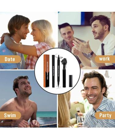 LINGJIONG Mens Beard Fountain Pen SweatProof WaterResistant Durable Natural DoubleSided Beard Pen Waterproof Durable Facial Hair Fountain Pen Provides a Natural Look Black - Buy Online on GoSupps.com