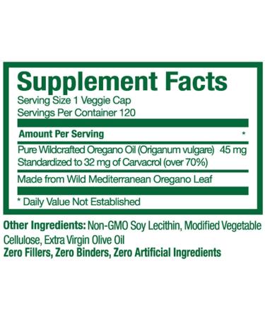 Wild Oregano Oil Capsules - 120 Liquid Veggie Softgels | 70% Carvacrol | Immune System Health Support | Non GMO, Vegan, Gluten Free - Buy Online on GoSupps.com