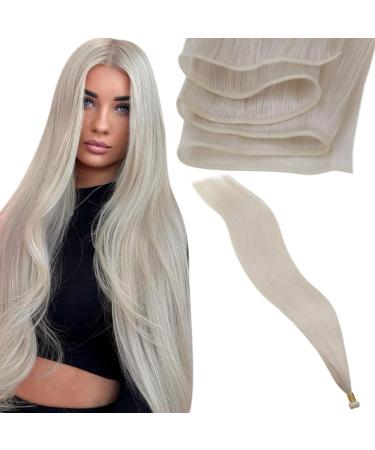 LAAVOO 60cm Tress Extensions Real Hair Platin Blond Hair Extension Real Hair Tress Virgin 25g Injections Real Hair Extensions For Sewing #1000 60cm Virgin-25g 1.21 #Blonde