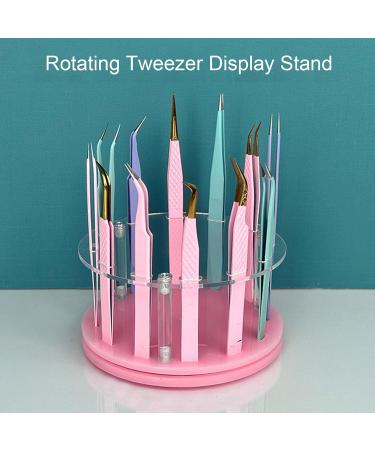 Acrylic Eyelash Tweezers Stand Holder 12 Holes Rotatable Design Organized Storage for Extension Tools (Terrazzo Pattern Color) - Buy Online on GoSupps.com