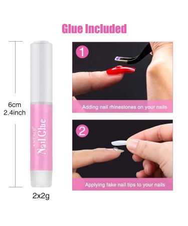 100 Clear Artificial Fingernails with Glue & File - Perfect Nail Art Tips for Women & Girls (10 Sizes) - International Shipping Available - Buy Online on GoSupps.com