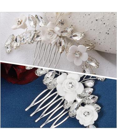 Amosfun Flower Hair Comb Rhinestone Hair Comb Bridal Hair Comb Wedding Hair Side Comb for Women - Buy Online on GoSupps.com