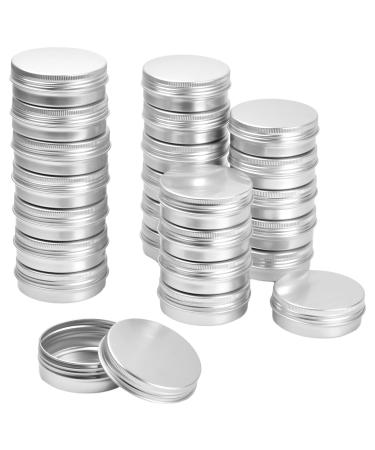 24 Pieces Aluminum Tin Jars 60ml Empty Cosmetic Container Pots Silver Round Cosmetic Tin Jars Aluminum Round Cans with Screw Lids for Cream Lotion Powder Lip Balm Salve Sample Makeup Storage