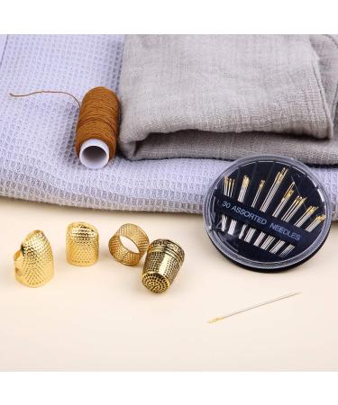 Adjustable Metal Bronze Sewing Thimble Set with Finger Protector and Needles - Hand Embroidery Craft Kit - Buy Online on GoSupps.com