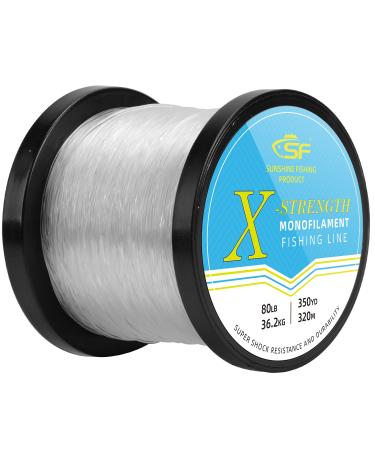 SF Monofilament Fishing Line with Spool Strong Mono Nylon Leader Line 8/10/12/15/20/25/30/40/50/60/80/100LB Clear/Green Fishing Wire Saltwater Freshwater for Hanging Decorations Sewing Craft Balloons Clear 30LB/0.55mm/440Yds