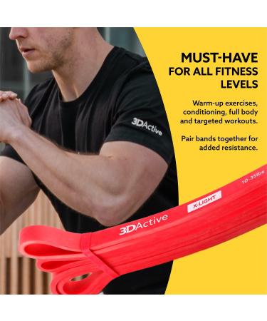 3DActive Pull Up Assist Band | Resistance Band for Strength Training Powerlifting & Crossfit | Free Exercise Guide | Red - 10 to 35 lbs - Buy Online on GoSupps.com