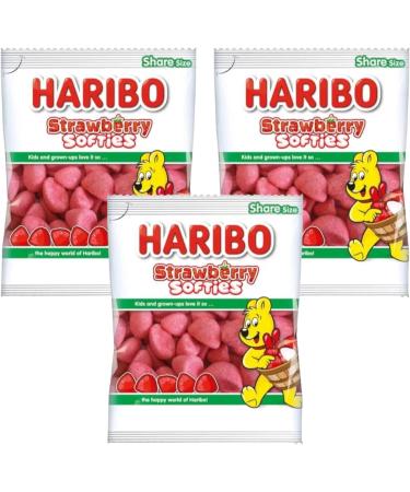 Strawberry Softies Foamy Sugar Coated Gummy Soft Sweets 140g 3x Share Bags - Buy Online on GoSupps.com