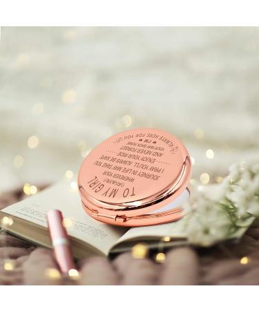 Warehouse No.9 Personalized Travel Compact Makeup Mirror - Inspirational Gift for Sister, Daughter, Girlfriend - Rose Gold - Buy Online on GoSupps.com