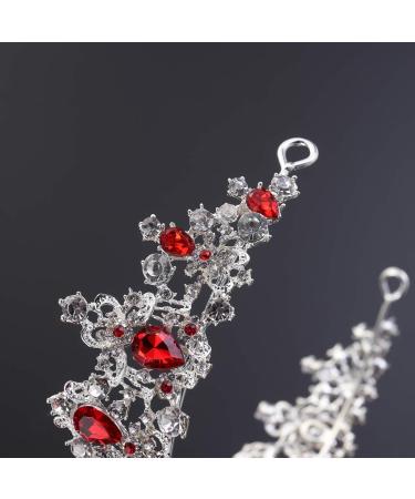 Frcolor Red Crystal Crown Wedding Bridal Tiara Queen Princess Headpieces Rhinestone Headbands for Birthday Party - Buy Online on GoSupps.com