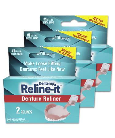 Dentemp Denture Reline Kit - Advanced Formula Reline It Denture Reliner (Pack of 3) - Denture Kit to Refit and Tighten Dentures for Both Upper & Lower Denture