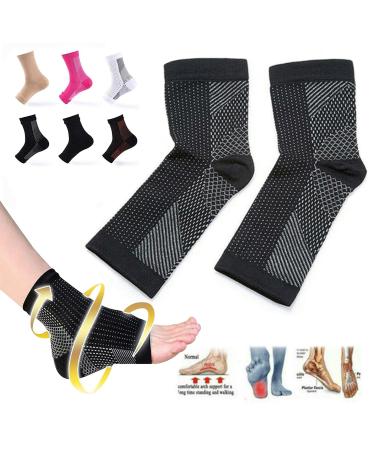 3 Pairs Dr Sock Soothers Socks Anti Fatigue Compression Foot Sleeve Support Brace Sock for Neuropathy Plantar Fasciitis Achilles Ankle Anti Fatigue Men and Women (L/XL Black) L/XL Black