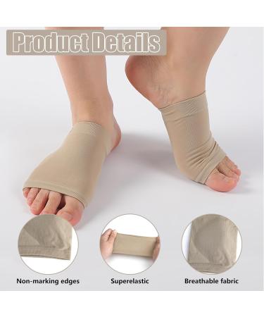Elkflee Arch Support Sleeves with Gel Pads - Plantar Fasciitis Relief for Men and Women - 1 Pair Beige - Buy Online on GoSupps.com