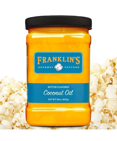 Franklins Gourmet Popcorn Butter Flavored Coconut Oil - 30 oz Tub | Zero Trans Fat - Gluten Free & Vegan | Authentic Movie Theater Taste - Made in USA - Buy Online on GoSupps.com