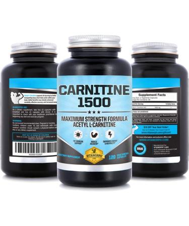 Carnitine 1500 - Maximum Strength Acetyl L-Carnitine Supplement for Energy, Memory, Focus & Weight Loss - 120 Vegetarian Capsules - Buy Online on GoSupps.com