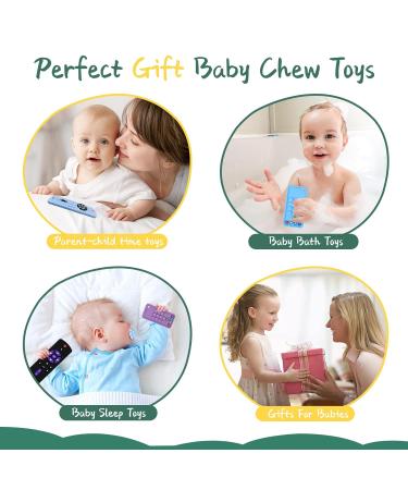 2 Pack TV Remote & Mobile Phone Teething Toys for Babies 6-24 Months - BPA Free Silicone Chew Toy Set for Boys & Girls - Soothe Gums & Provide Relief - Black+Purple - Buy Online on GoSupps.com